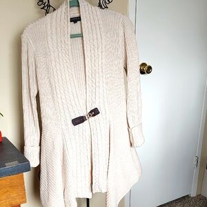 Cream Sweater with Belted Detail